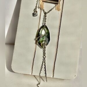 Swarovski Silver and Green Crystal Necklace